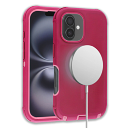 Wireless Charging Heavy Duty Case - PINK & PINK for iPhone 16 Plus (Only Ground Shipping)