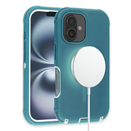 Wireless Charging Heavy Duty Case - TEAL for iPhone 16 Plus (Only Ground Shipping)