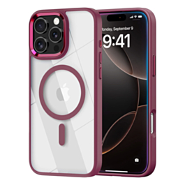 Shiny Magnetic Clear Cases (Burgundy) for iPhone 16 Pro (Only Ground Shipping)