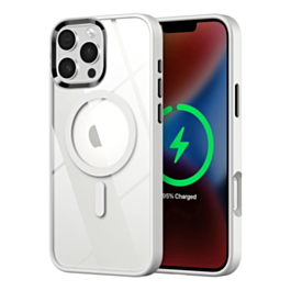 Shiny Magnetic Clear Cases - WHITE for iPhone 16 Pro (Only Ground Shipping)