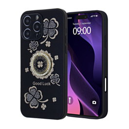 Luxury Diamond Shiny Cases with Ring - BLACK for iPhone 16 Pro (Only Ground Shipping)