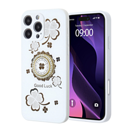 Luxury Diamond Shiny Cases with Ring - WHITE for iPhone 16 Pro (Only Ground Shipping)