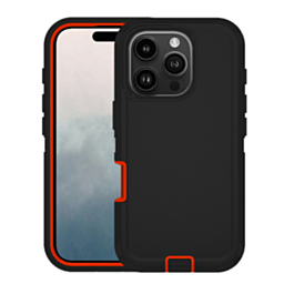 Heavy Duty Case for iPhone 16 Pro (BLACK & RED) (Only Ground Shipping)