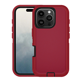 Heavy Duty Case for iPhone 16 Pro (MAROON & BLACK) (Only Ground Shipping)