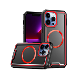 Non - Slip Translucent Matte Wireless Charging Case - BLACK & RED for iPhone 16 Pro / 17 (Only Ground Shipping)