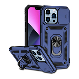 Dual Layers Hybrid Case with Metal Ring And Camera Protector - BLACK for iPhone 16 Pro (Only Ground Shipping)