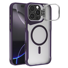 Matte Transparent Camera Stand Case with Wireless Charging for iPhone 16 Pro (PURPLE) (Only Ground Shipping)