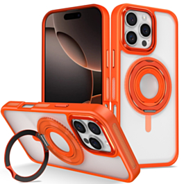 Skin Feel Transparent Case with Silicone Ring Holder - ORANGE for iPhone 16 Pro (Only Ground Shipping)