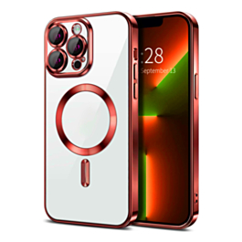 Shiny Wireless Charging Clear Case - RED for iPhone 16 Pro (Only Ground Shipping)