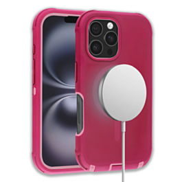 Wireless Charging Heavy Duty Case - PINK & PINK for iPhone 16 Pro / 17 (Only Ground Shipping)