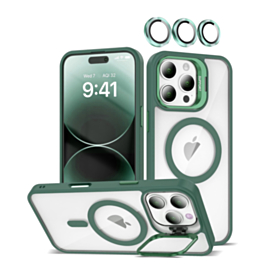 Transpalet Silicone case & Camera stand with Camera Lens - DARK GREEN for iPhone 16 Pro Max (Only Ground Shipping)