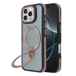 Matte Transparent Case with Wireless Charging Kickstand - DARK BROWN for iPhone 16 Pro Max (Only Ground Shipping)