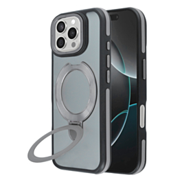 Matte Transparent Case with Wireless Charging Kickstand - GRAY for iPhone 16 Pro Max (Only Ground Shipping)