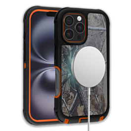 Wireless Charging Heavy Duty Case - CAMO ORANGE for iPhone 16 Pro Max (Only Ground Shipping)