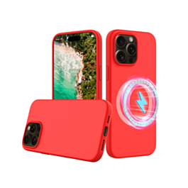 Soft Solid Silicone Case with Wireless Charging - RED for iPhone 16 Pro Max (Only Ground Shipping)