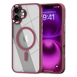 Shiny Magnetic Clear Cases (Burgundy) for iPhone 16e / 17e (Only Ground Shipping)