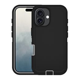 Heavy Duty Case for iPhone 16 Plus (BLACK & GRAY) (Only Ground Shipping)