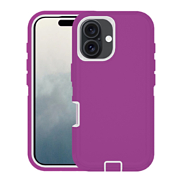 Heavy Duty Case for iPhone 16 Plus (HOT PINK & WHITE) (Only Ground Shipping)