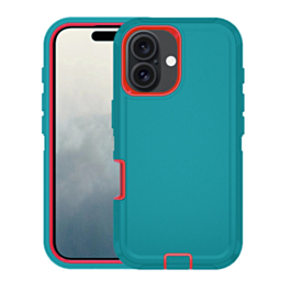 Heavy Duty Case for iPhone 16 Plus (TEAL & RED) (Only Ground Shipping)