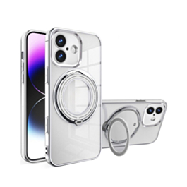 iPhone 16 Plus Carbon Wireless Charging Case with Ring Stand - CLEAR (Only Ground Shipping)