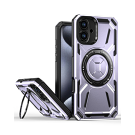 Full-Body Rugged Shockproof Case with Built-in Ring Holder - PURPLE for iPhone 16 Plus (Only Ground Shipping)