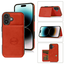 iPhone 16 Plus Leather Pocket Wallet Case - RED (Only Ground Shipping)