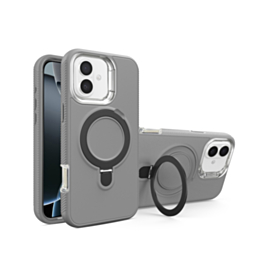 Support Heavy Duty Case with Wireless Charging Kickstand - GRAY for iPhone 16 Plus (Only Ground Shipping)