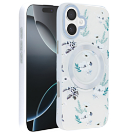 Flower Design Wireless Charging Case - WHITE for iPhone 16 Plus (Only Ground Shipping)
