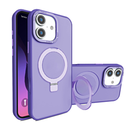 iPhone 16 Plus Carbon Wireless Charging Case with Ring Stand - PURPLE (Only Ground Shipping)
