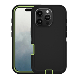 Heavy Duty Case for iPhone 16 Pro (BLACK & GREEN) (Only Ground Shipping)