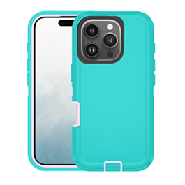 Heavy Duty Case for iPhone 16 Pro (LIGHT TEAL & PINK) (Only Ground Shipping)