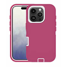 Heavy Duty Case for iPhone 16 Pro (HOT PINK & WHITE) (Only Ground Shipping)