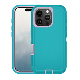 Heavy Duty Case for iPhone 16 Pro (TEAL & PINK) (Only Ground Shipping)