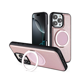 Slim Leather Case with Wireless Charging Kickstand - PINK for iPhone 16 Pro (Only Ground Shipping)