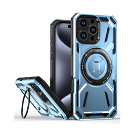 Full-Body Rugged Shockproof Case with Built-in Ring Holder - BLUE for iPhone 16 Pro (Only Ground Shipping)
