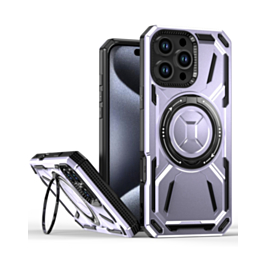 Full-Body Rugged Shockproof Case with Built-in Ring Holder - PURPLE for iPhone 16 Pro (Only Ground Shipping)