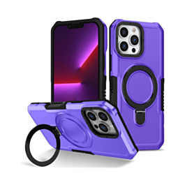 Hard PC Shockproof Case w /Ring Holder - PURPLE for iPhone 16 Pro (Only Ground Shipping)