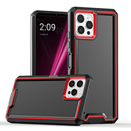 Slim Non-Slip Transparent Matte Case - BLACK & RED for iPhone 16 Pro (Only Ground Shipping)