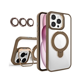 Magnetic Clear Case with 2 Kickstand & Camera Lens - DESERT TITANIUM for iPhone 16 Pro (Only Ground Shipping)