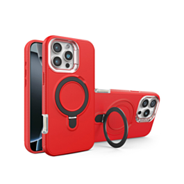 Support Heavy Duty Case with Wireless Charging Kickstand - RED for iPhone 16 Pro (Only Ground Shipping)