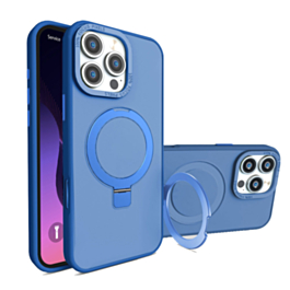 Carbon Wireless Charging Case with Ring Stand - DARK BLUE for iPhone 16 Pro (Only Ground Shipping)
