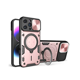 iPhone 16 Pro Slide Camera Lens Cover Case with Ring Stand - ROSE GOLD (Only Ground Shipping)