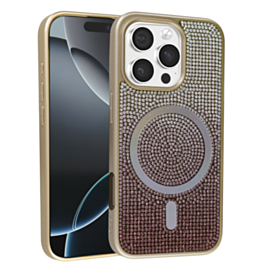 Wireless Charging Bling Diamond Crystal Case - GOLD for iPhone 16 Pro (Only Ground Shipping)