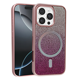 Wireless Charging Bling Diamond Crystal Case - PINK for iPhone 16 Pro (Only Ground Shipping)