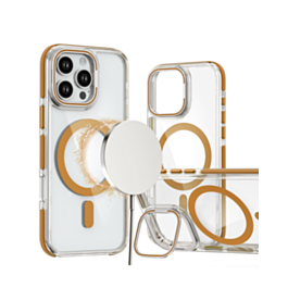 Thin Magnetic Clear Case with Camera Stand Kickstand - DESERT GOLD for iPhone 16 Pro (Only Ground Shipping)