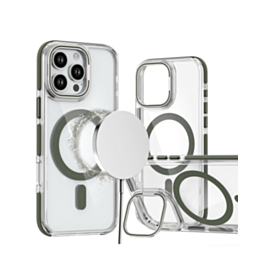 Thin Magnetic Clear Case with Camera Stand Kickstand - GRAY for iPhone 16 Pro (Only Ground Shipping)