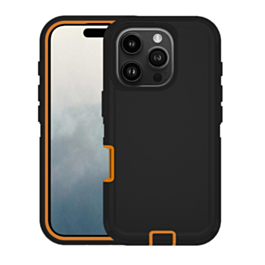 Heavy Duty Case for iPhone 16 Pro (BLACK & ORANGE) (Only Ground Shipping)