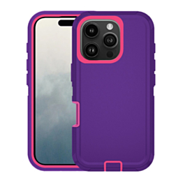 Heavy Duty Case for iPhone 16 Pro (DARK PURPLE & HOT PINK) (Only Ground Shipping)