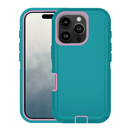 Heavy Duty Case for iPhone 16 Pro Max (LIGHTTEAL & PINK) (Only Ground Shipping)