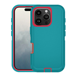 Heavy Duty Case for iPhone 16 Pro (TEAL & RED) (Only Ground Shipping)
